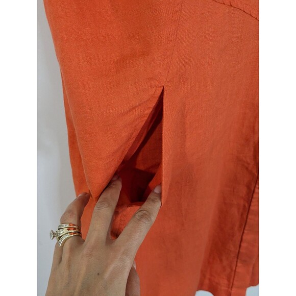 J. Jill Love Linen Zinnia Orange Button Dress Linen Pockets Knee Length Sz XL - Picture 7 of 10